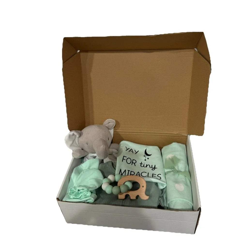 Unisex Baby Gift Box Elephant Baby Shower Present. Perfect Gender Reveal Giftset